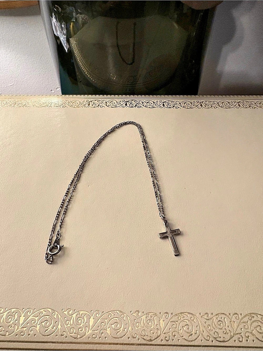 Vintage Silver-Tone Cross Pendant Necklace